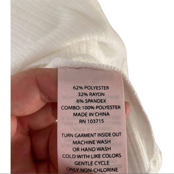 NWT Nanette Lepore Solid V-Neck Short Sleeve Henley top button neck detail white - Picture 3 of 6